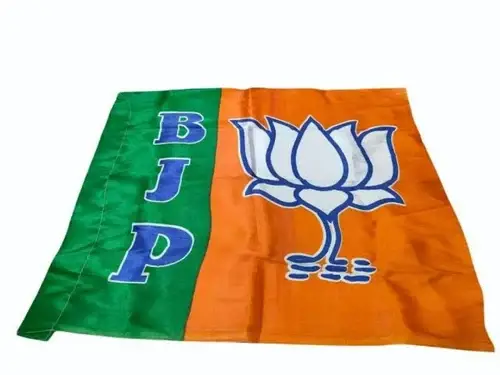 BJP political party flag with lotus symbol high quality polyester jhanda for election rally